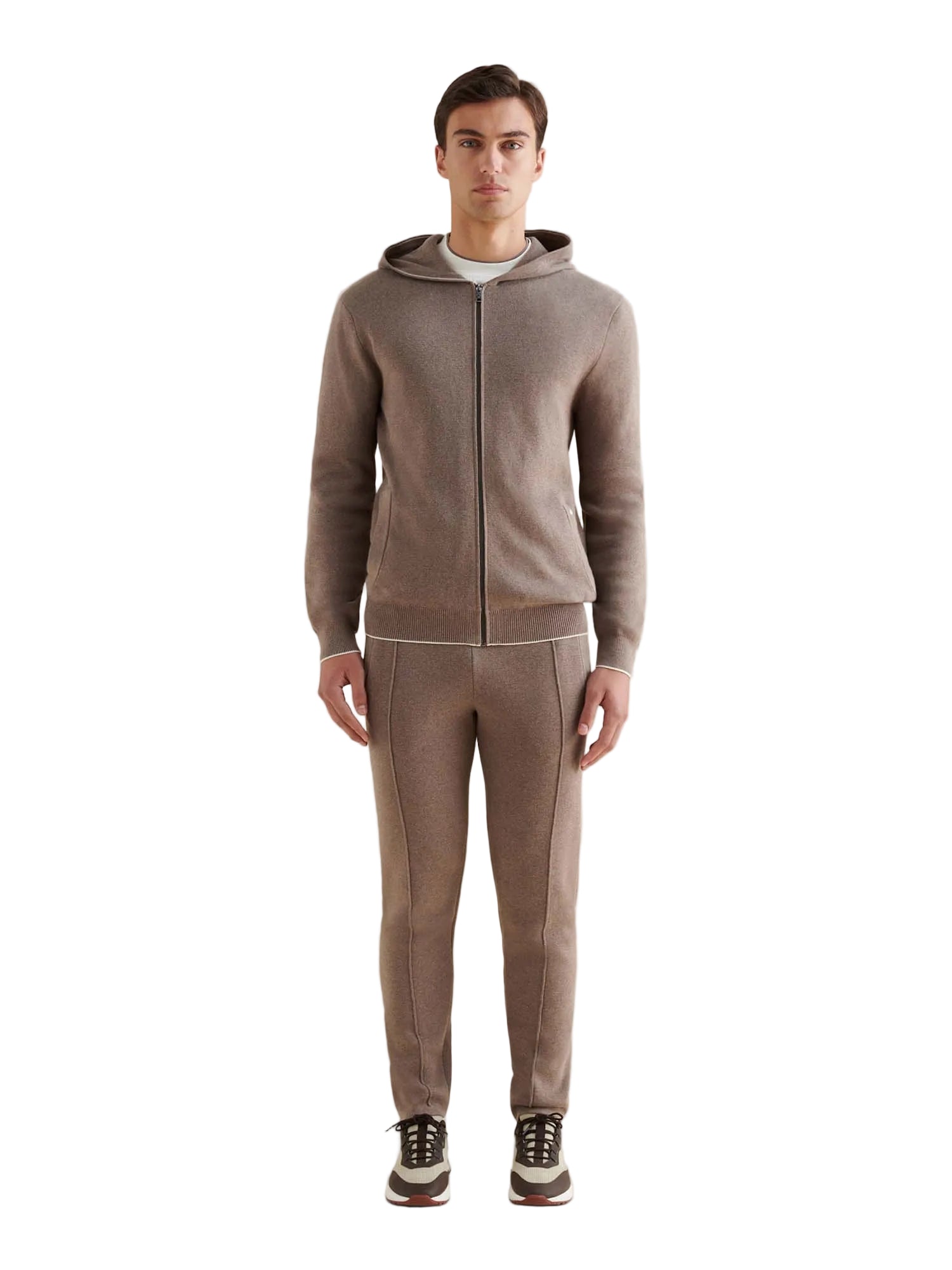 Front View of Peckham Rye Milano Knit Iron Zip-Up Hoodie